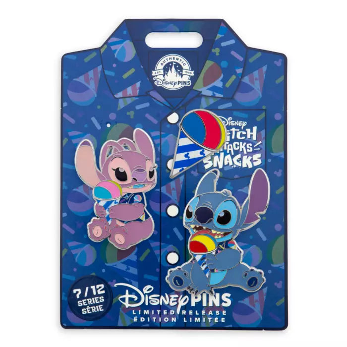 “Pre-order” HKDL - Stitch Attacks Snacks Pin Set, Shaved Ice, July