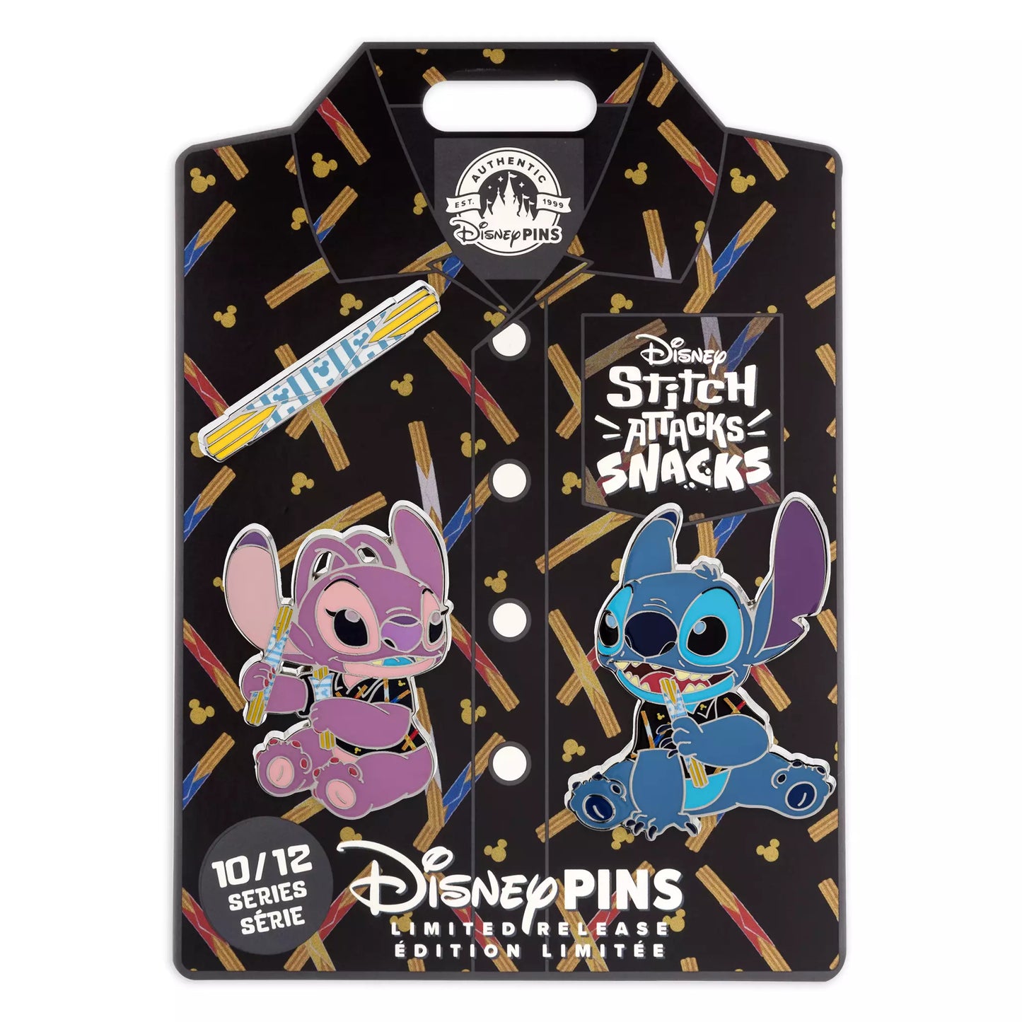 “Pre-order” HKDL - Stitch Attacks Snacks Limited Release Pin Set, Churro, October