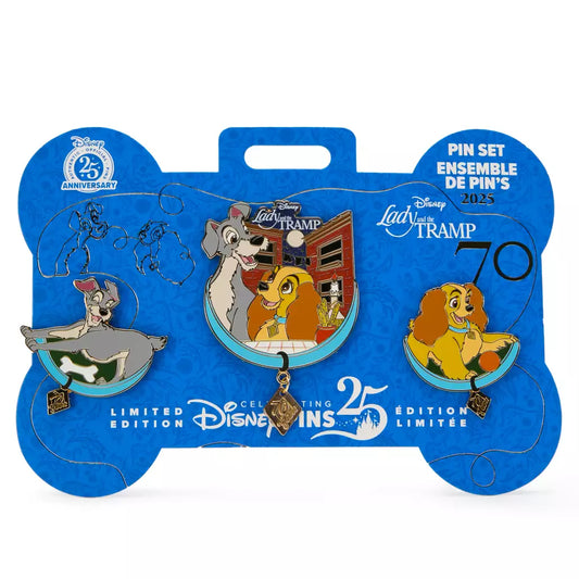 “Pre-order” HKDL - Lady and the Tramp 70th Anniversary 3-Piece Pin Set, Limited Edition