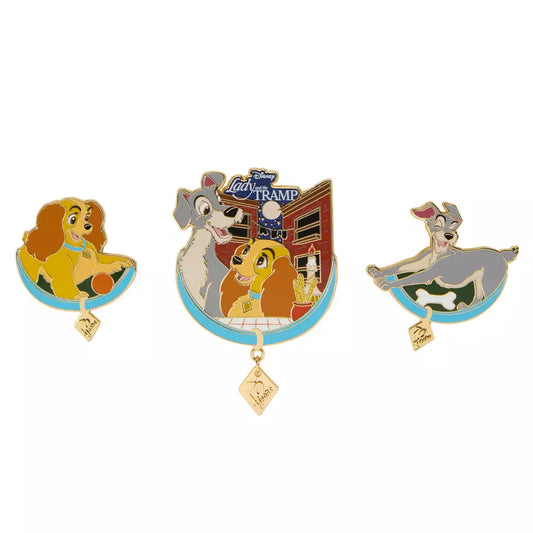 “Pre-order” HKDL - Lady and the Tramp 70th Anniversary 3-Piece Pin Set, Limited Edition