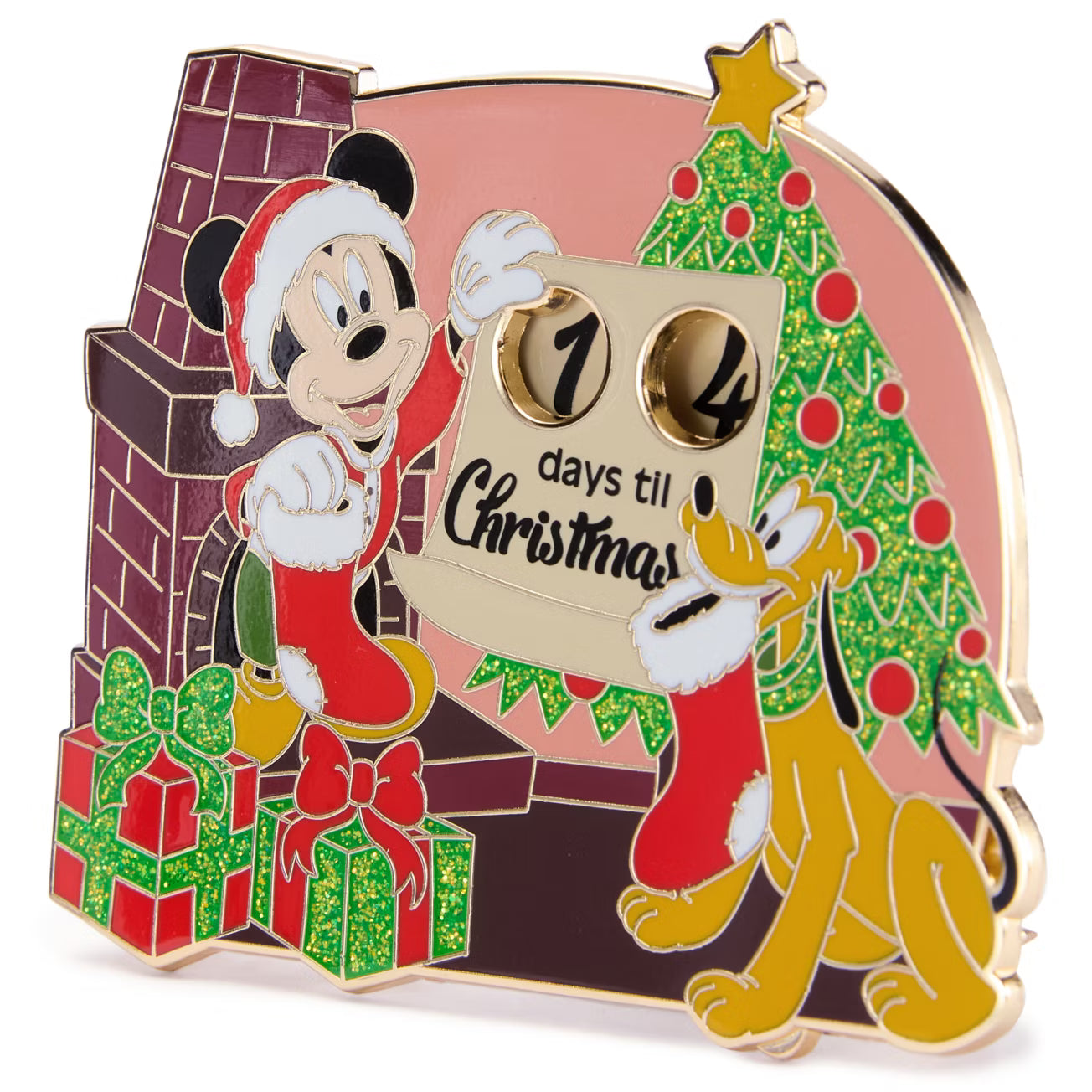 HKDL - Mickey and Pluto Festive Countdown Pin, Count down to Christmas day【Ready Stock】