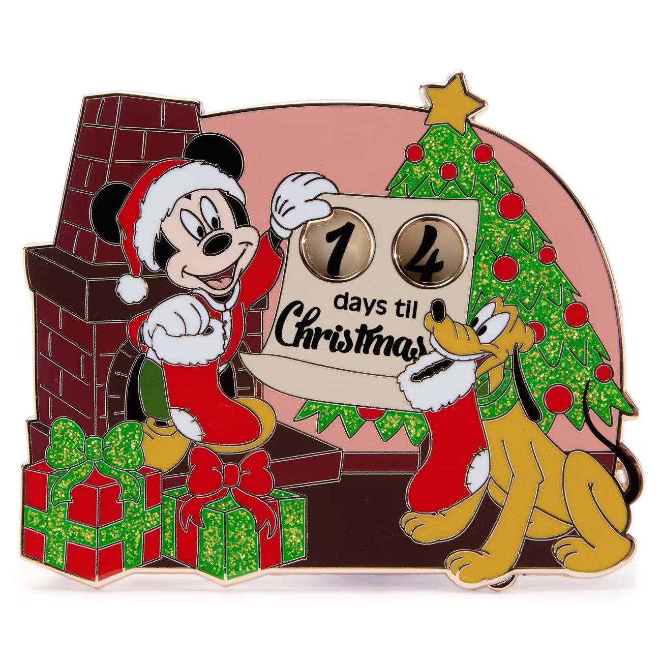 HKDL - Mickey and Pluto Festive Countdown Pin, Count down to Christmas day【Ready Stock】