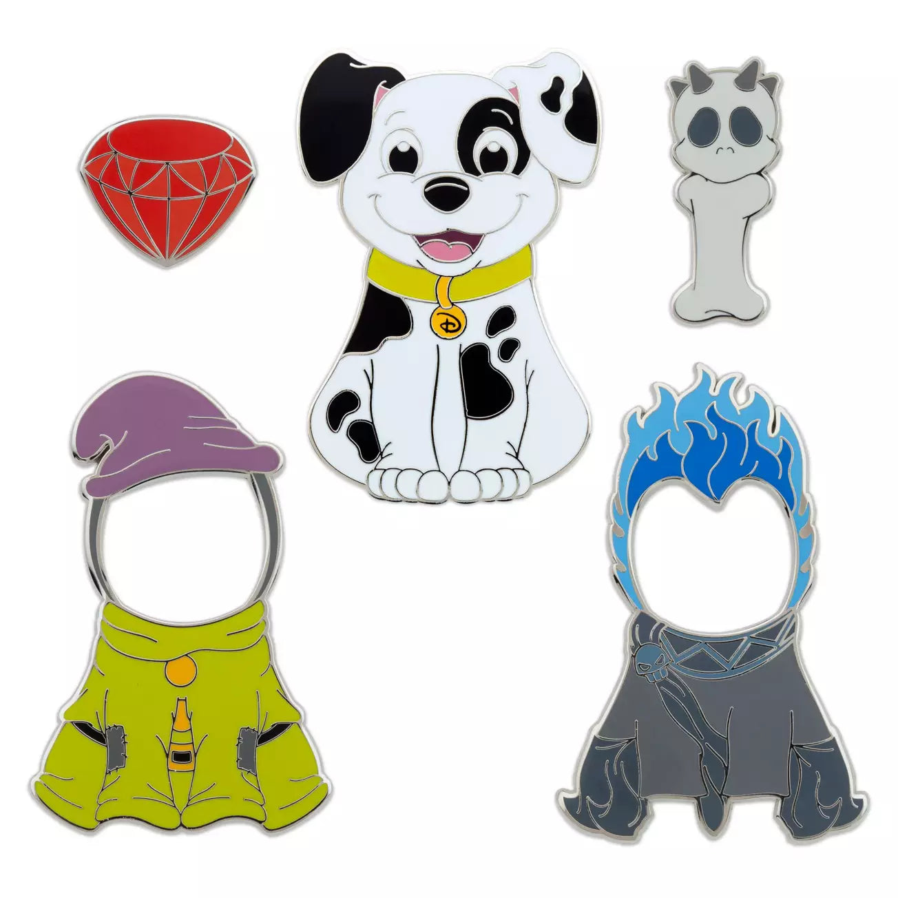 "Pre-Order" HKDL - Disney Pets Outfits Patch Pin Set with Hades and Dopey Costumes