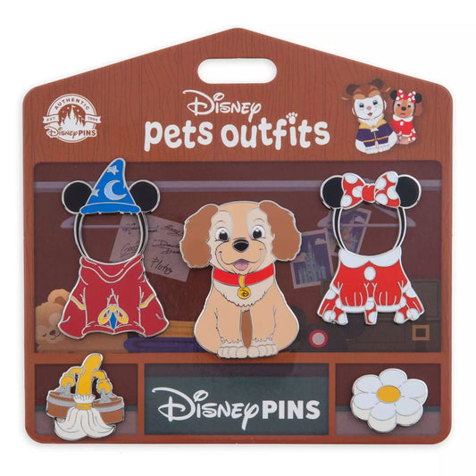 HKDL - Disney Pets Outfits Lady Pin Set with Sorcerer Mickey Mouse and Minnie Mouse Costumes【Ready Stock】