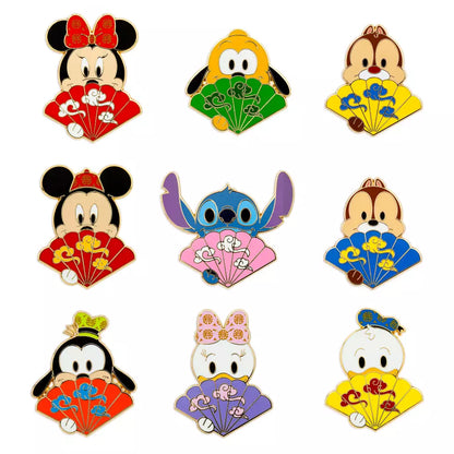 "Pre Order" HKDL - Disney Character Folding Fans 2-Piece Mystery Pin Blind Pack (Chinese New Year 2025)