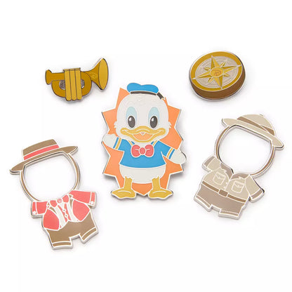 "Pre-Order" HKDL - Donald Duck Disney Park Pal Outfits Magnetic Bugle Player and Explorer Pin Set