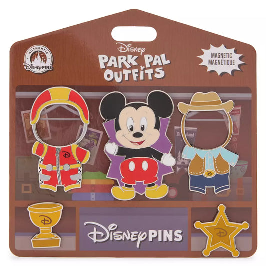 "Pre-Order" HKDL - Mickey Mouse Disney Park Pal Outfits Magnetic Sheriff & Wrestler Pin Set
