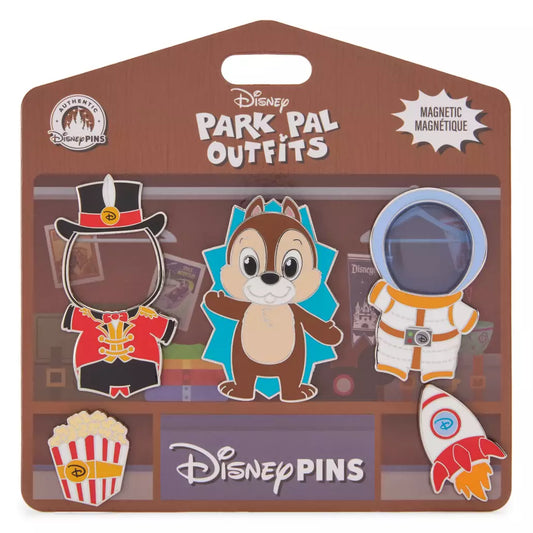 "Pre-Order" HKDL - Chip Disney Park Pal Outfits Magnetic Cinema Usher & Astronaut Pin Set