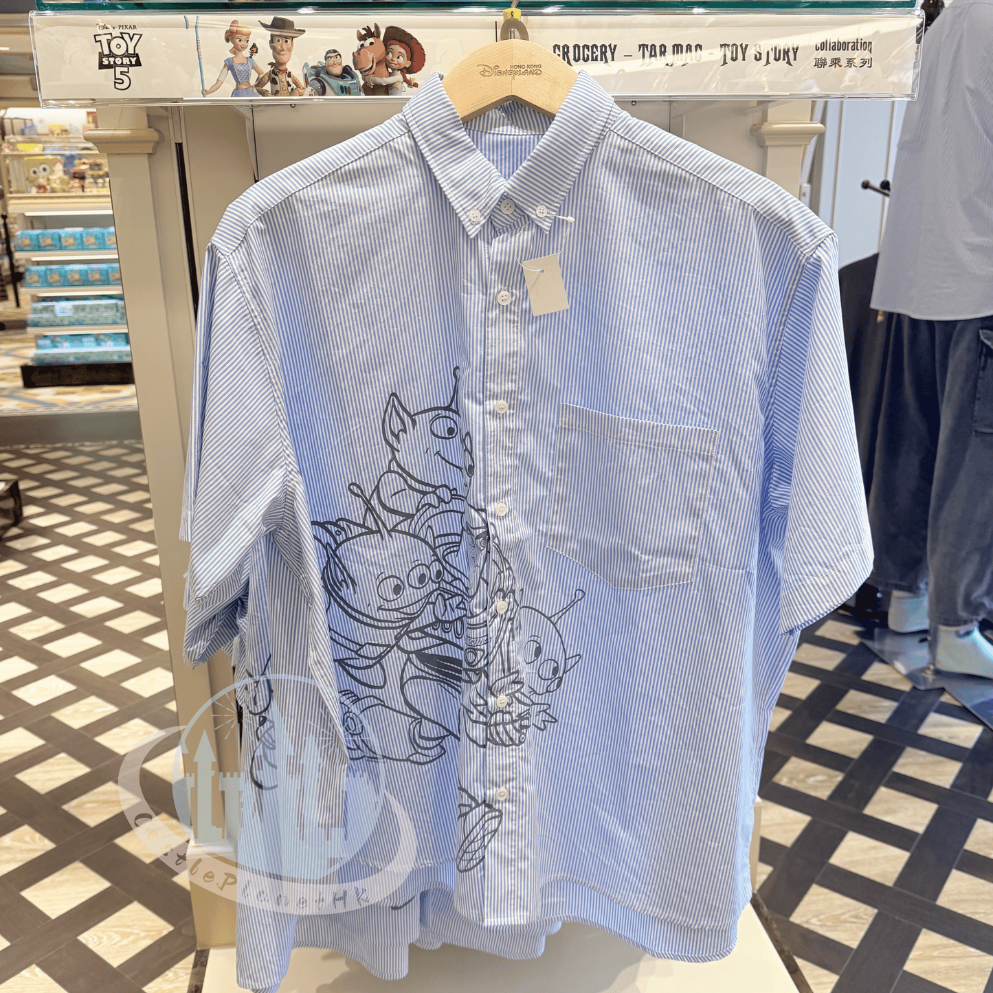 “Pre-order” HKDL - BUZZ & ALIENS STRIPE SHORT SLEEVE SHIRT for Adults, TOY STORY X GROCERY 2026