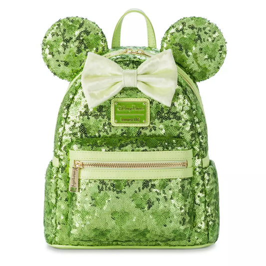 "Pre-Order" HKDL - Minnie Mouse Sequined Loungefly Mini Backpack, Tinker Bell Green