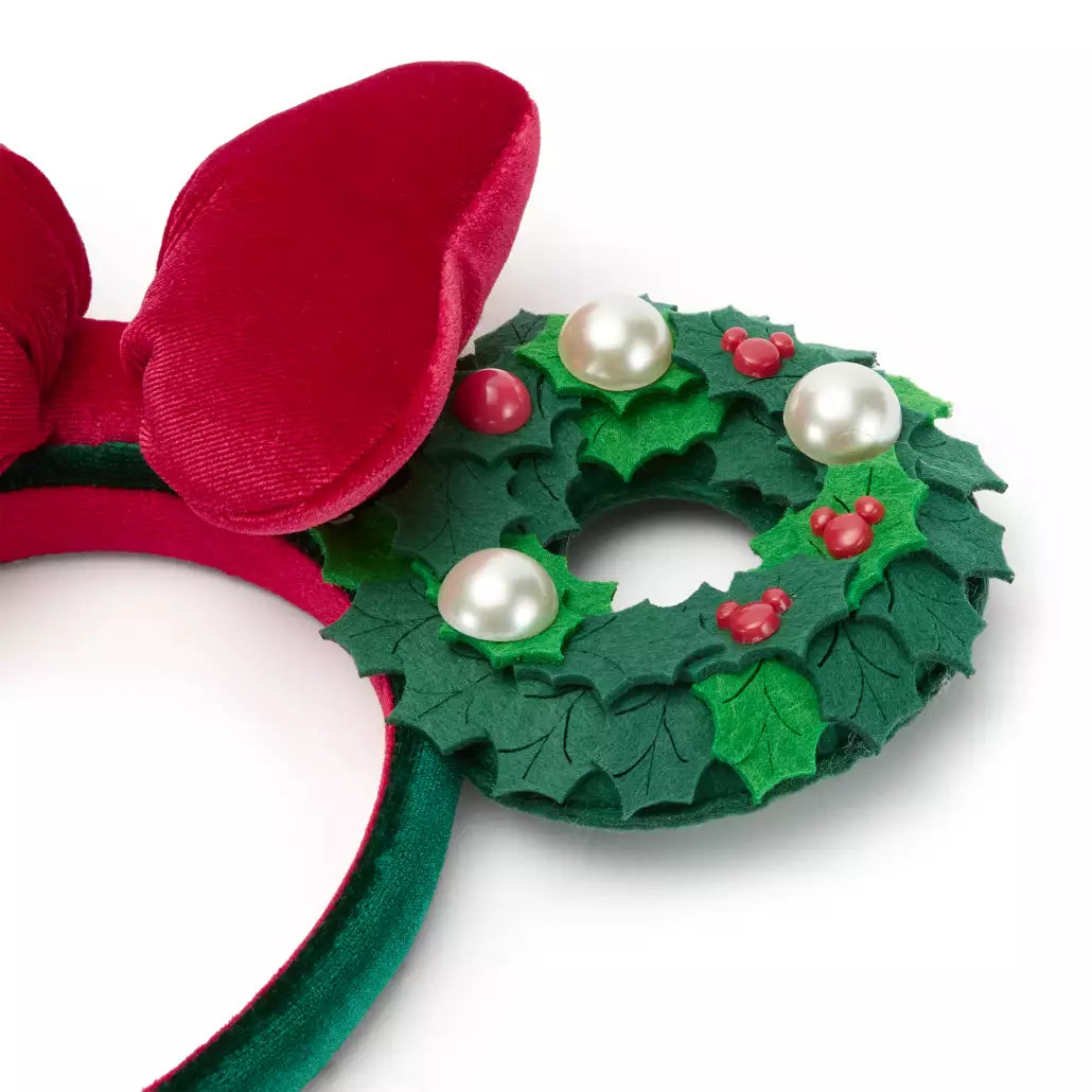"Pre-Order" HKDL - Minnie Mouse Holiday Wreath Ears Headband for Adults