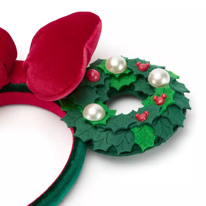 "Pre-Order" HKDL - Minnie Mouse Holiday Wreath Ears Headband for Adults