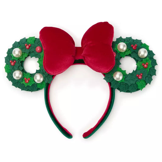 "Pre-Order" HKDL - Minnie Mouse Holiday Wreath Ears Headband for Adults