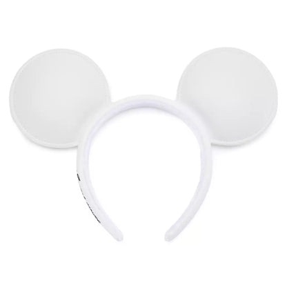 "Pre-Order" HKDL - Mickey Mouse White Simulated Leather Ears Headband for Adults