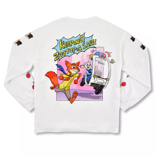 "Pre-Order" JDS - Zootopia Comic Style Long Sleeve T-Shirt, White, XL for Adults