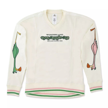 "Pre-Order" JDS - Flamingo & Hedgehog Long-Sleeve V-Neck Sweatshirt, Alice in Wonderland 75th Anniversary 2026