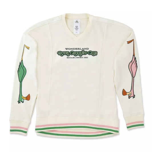 "Pre-Order" JDS - Flamingo & Hedgehog Long-Sleeve V-Neck Sweatshirt, Alice in Wonderland 75th Anniversary 2026