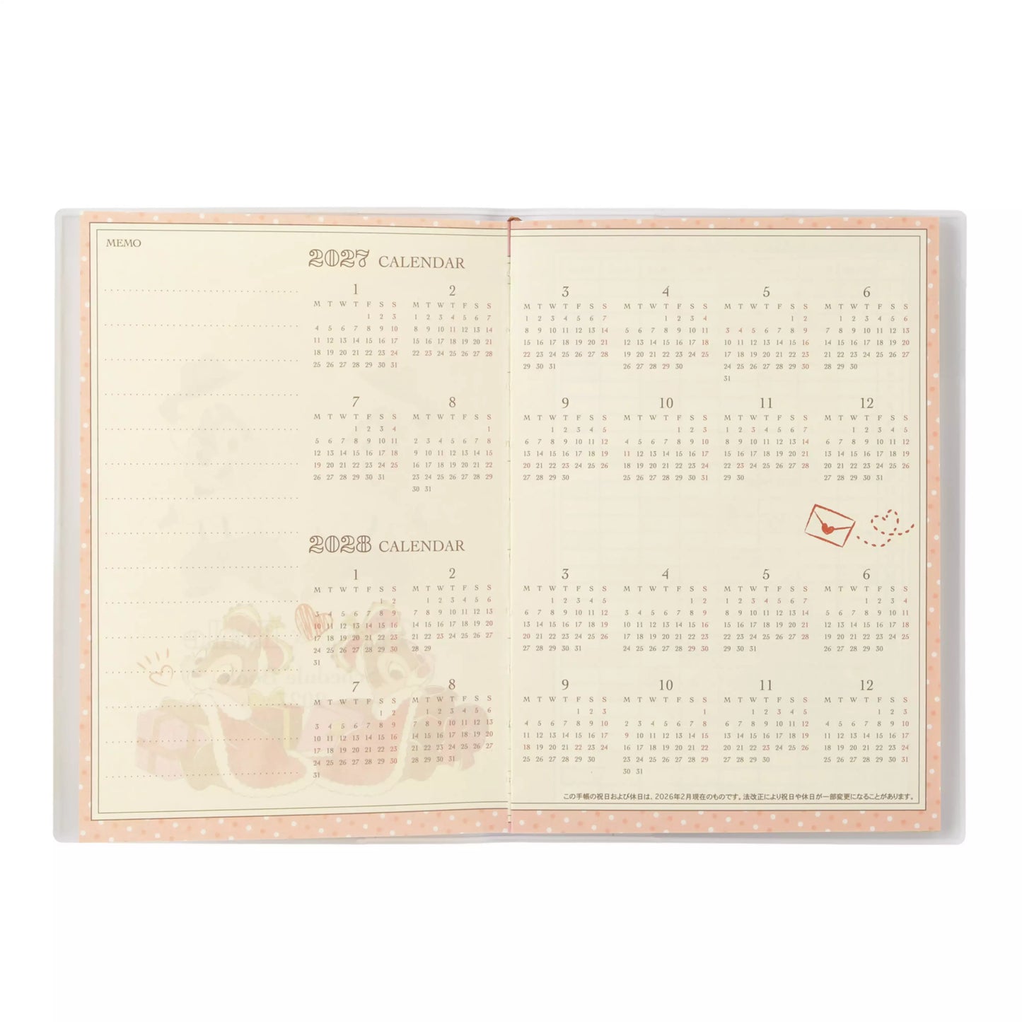 "Pre-Order" JDS - Chip and Dale Schedule Book B6, CALENDAR & ORGANIZER 2027