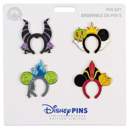 "Pre-Order" HKDL - Disney Villains 4- Pin Set Limited Release