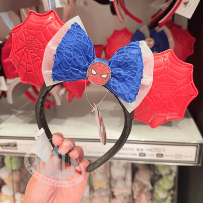 "Pre-Order" HKDL - Spider-Man Blue Lace Bow Leather ears Headband for Adults, Marvel 2026