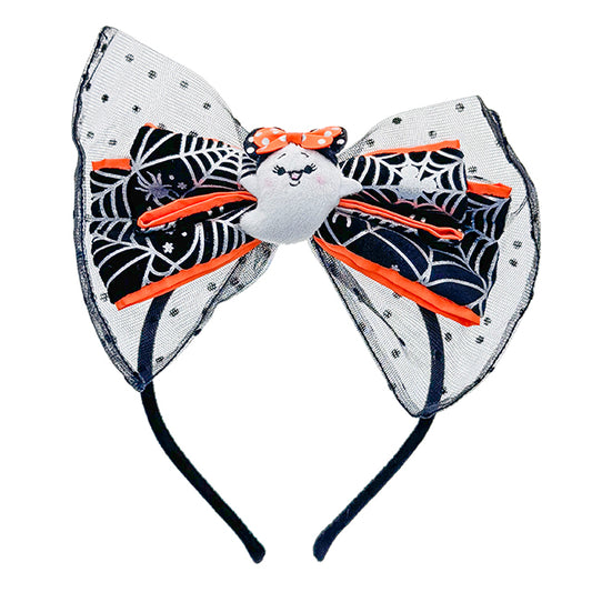 "Pre-Order" HKDL - Minnie Ghost Mesh Bow Headband, 2025 “Halloween Party”
