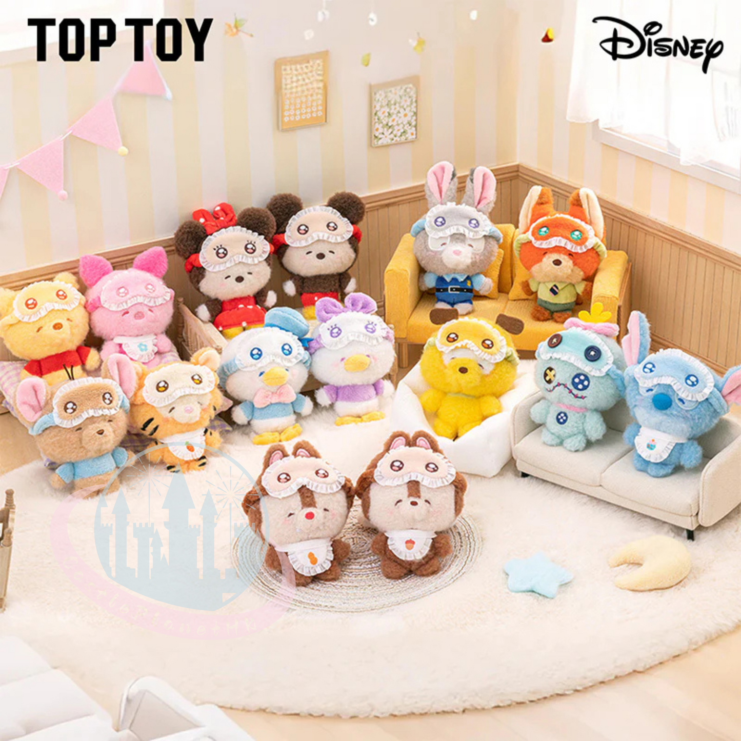 “Pre-order” Other - Disney Squinting Sleepwear Series Plush Keychains Gift Blind Boxes, TOP TOY