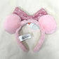 HKDL - Pink Minnie Fluffy Ears Headband - Sparking Pink Sequin【Ready Stock】