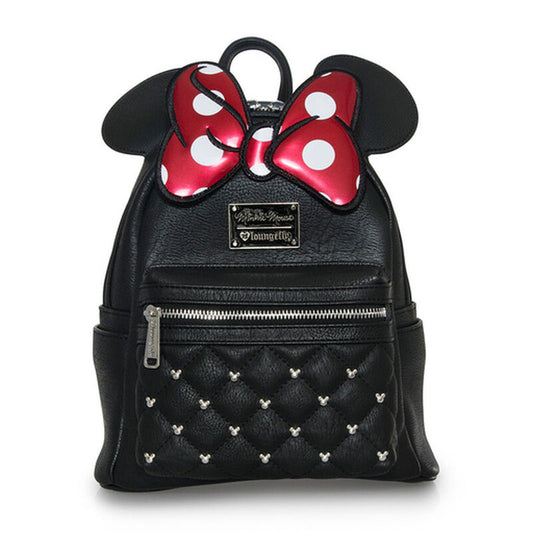 "Pre-Order" HKDL - Minnie Mouse Classic Bow Quilted Texture Loungefly Mini Backpack