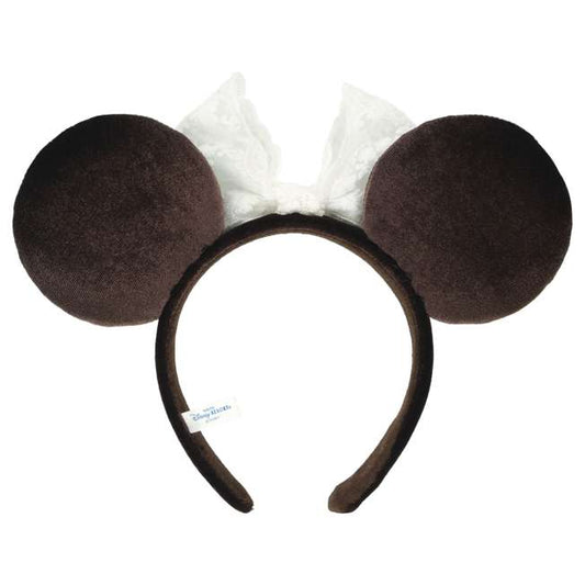 "Pre-Order" TDR - Brown Velvet Lace Minnie Ears Headband for Adults