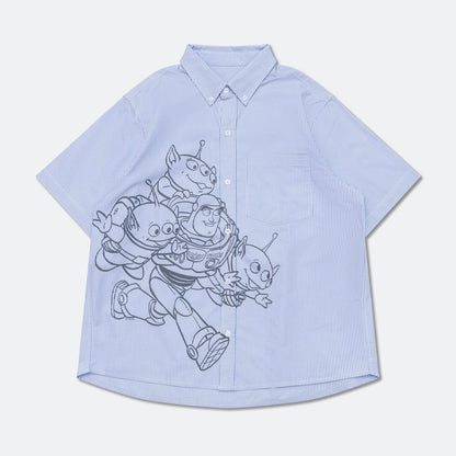 “Pre-order” HKDL - BUZZ & ALIENS STRIPE SHORT SLEEVE SHIRT for Adults, TOY STORY X GROCERY 2026