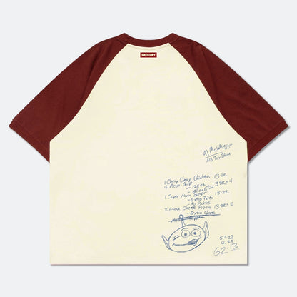 “Pre-order” HKDL - PIZZA PLANET HAND DRAWN RAGLAN TEE for Adults, TOY STORY X GROCERY 2026
