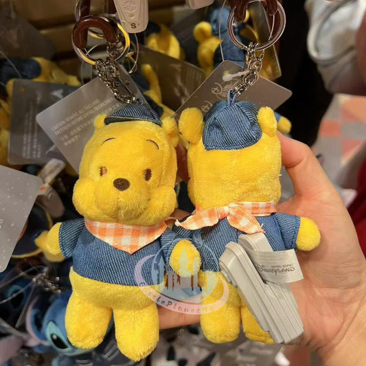 HKDL - Winnie the Pooh Denim Jeans Plush Keychain (Denim series)【Ready Stock】