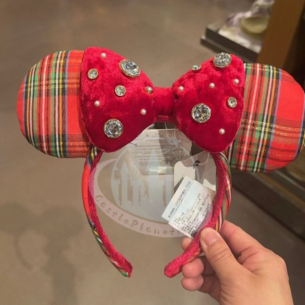 "Pre-Order" SHDR - Big Bow Red Plaid Minnie Mouse Ears Headband