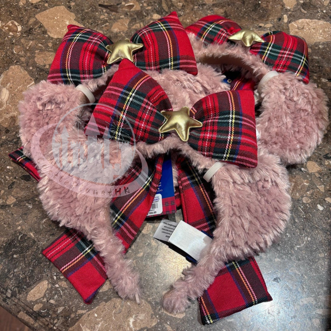 HKDL - ShellieMay 2024 Xmas Checked Bow Ears Headband , Duffy and Friends - 2024 Christmas Collection【Ready Stock】