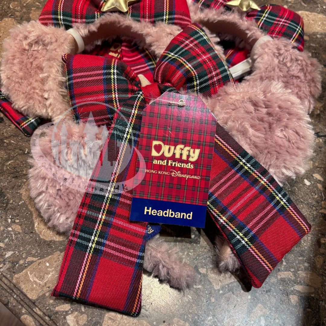 HKDL - ShellieMay 2024 Xmas Checked Bow Ears Headband , Duffy and Friends - 2024 Christmas Collection【Ready Stock】