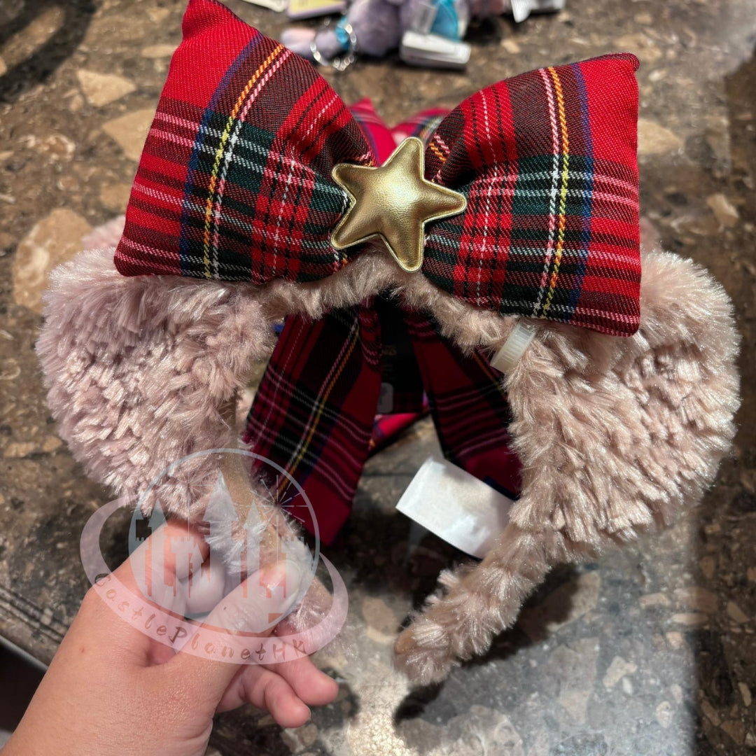 HKDL - ShellieMay 2024 Xmas Checked Bow Ears Headband , Duffy and Friends - 2024 Christmas Collection【Ready Stock】