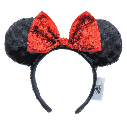 HKDL - Minnie Mouse Shimmering Red Bow ear Headband【Ready Stock】